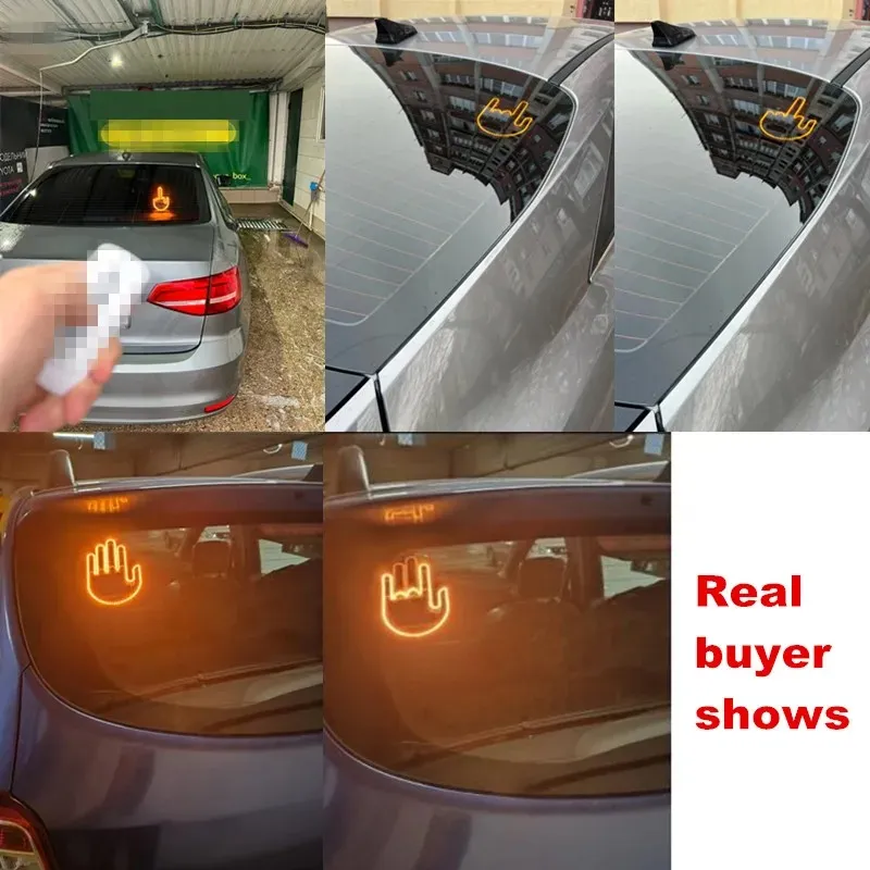 Car Finger Light Strip – Remote Control LED Gesture Light, Middle Finger & Palm Accessories