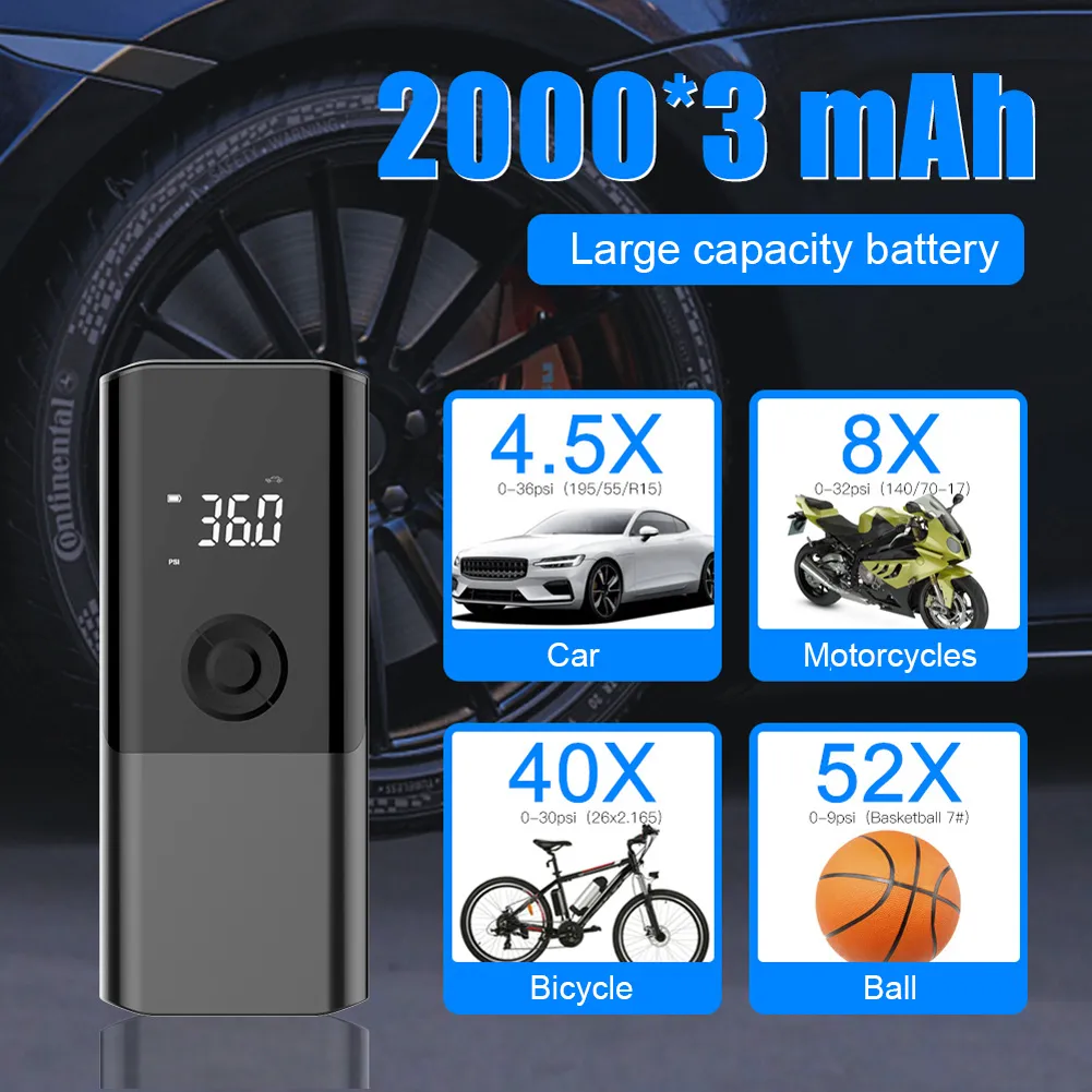  Portable LED Wireless Air Compressor  for Motorcycle Bicycle Car Tyre Balls