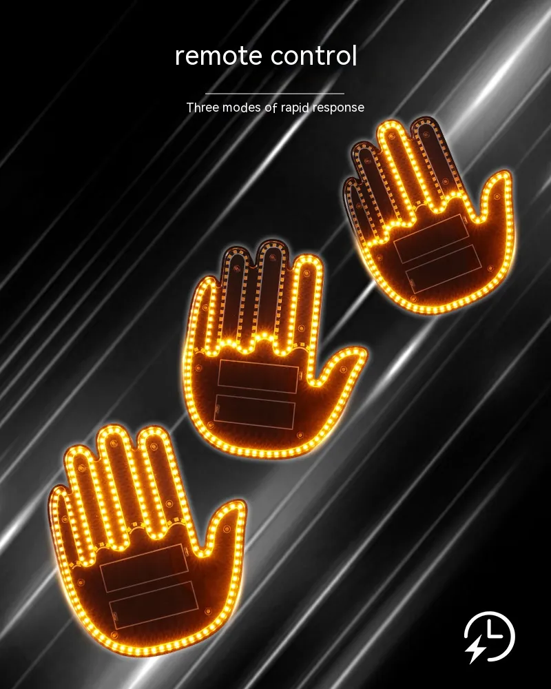Car Finger Light Strip – Remote Control LED Gesture Light, Middle Finger & Palm Accessories