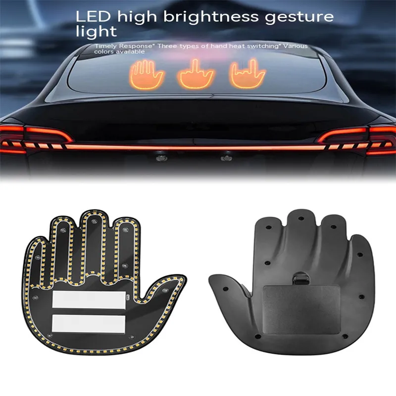 Car Finger Light Strip – Remote Control LED Gesture Light, Middle Finger & Palm Accessories