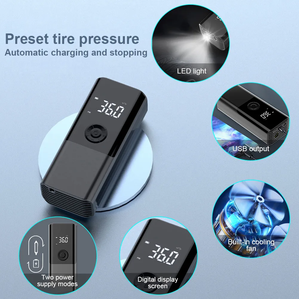  Portable LED Wireless Air Compressor  for Motorcycle Bicycle Car Tyre Balls