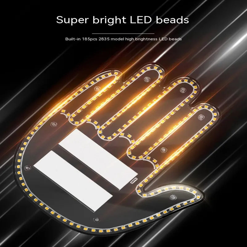 Car Finger Light Strip – Remote Control LED Gesture Light, Middle Finger & Palm Accessories