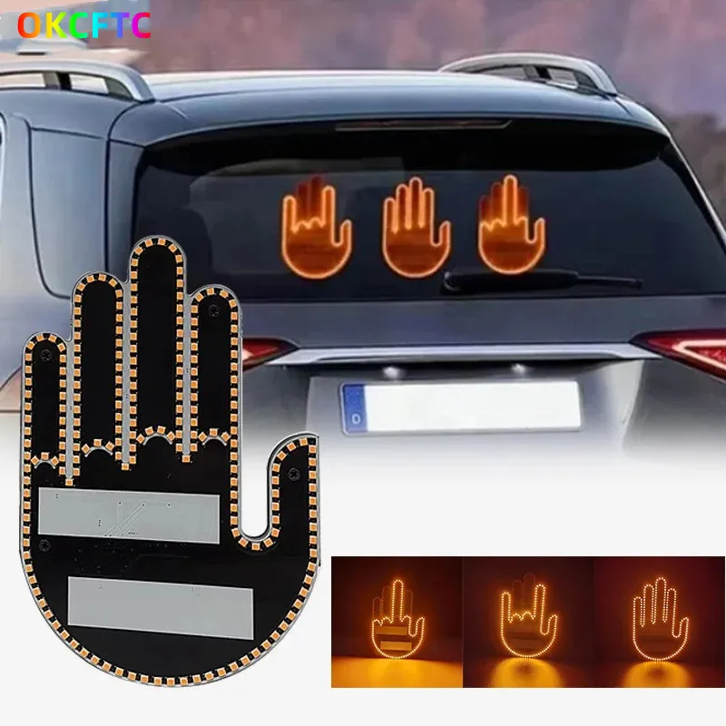 Car Finger Light Strip – Remote Control LED Gesture Light, Middle Finger & Palm Accessories